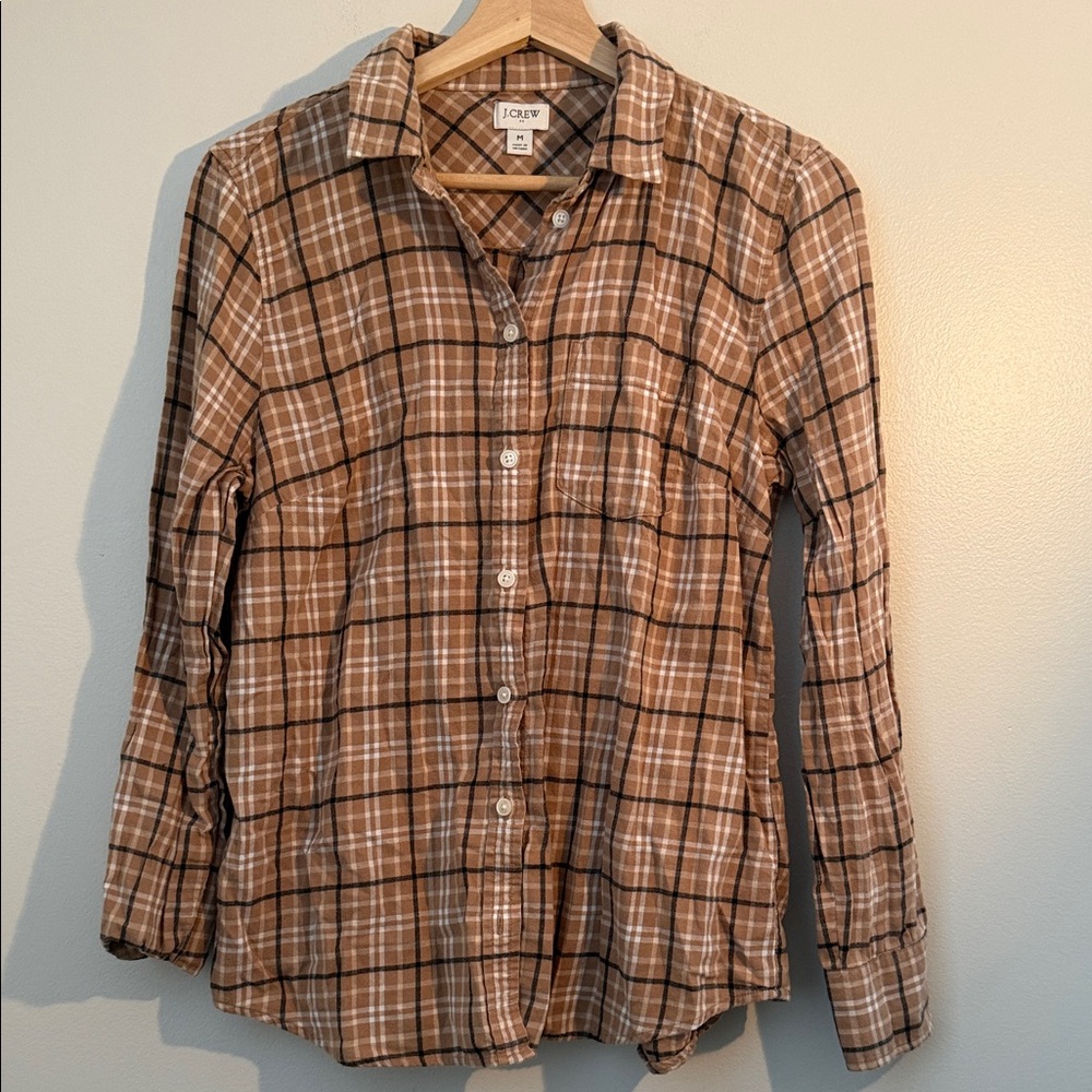 J. Crew Brown Plaid Button-Up Shirt